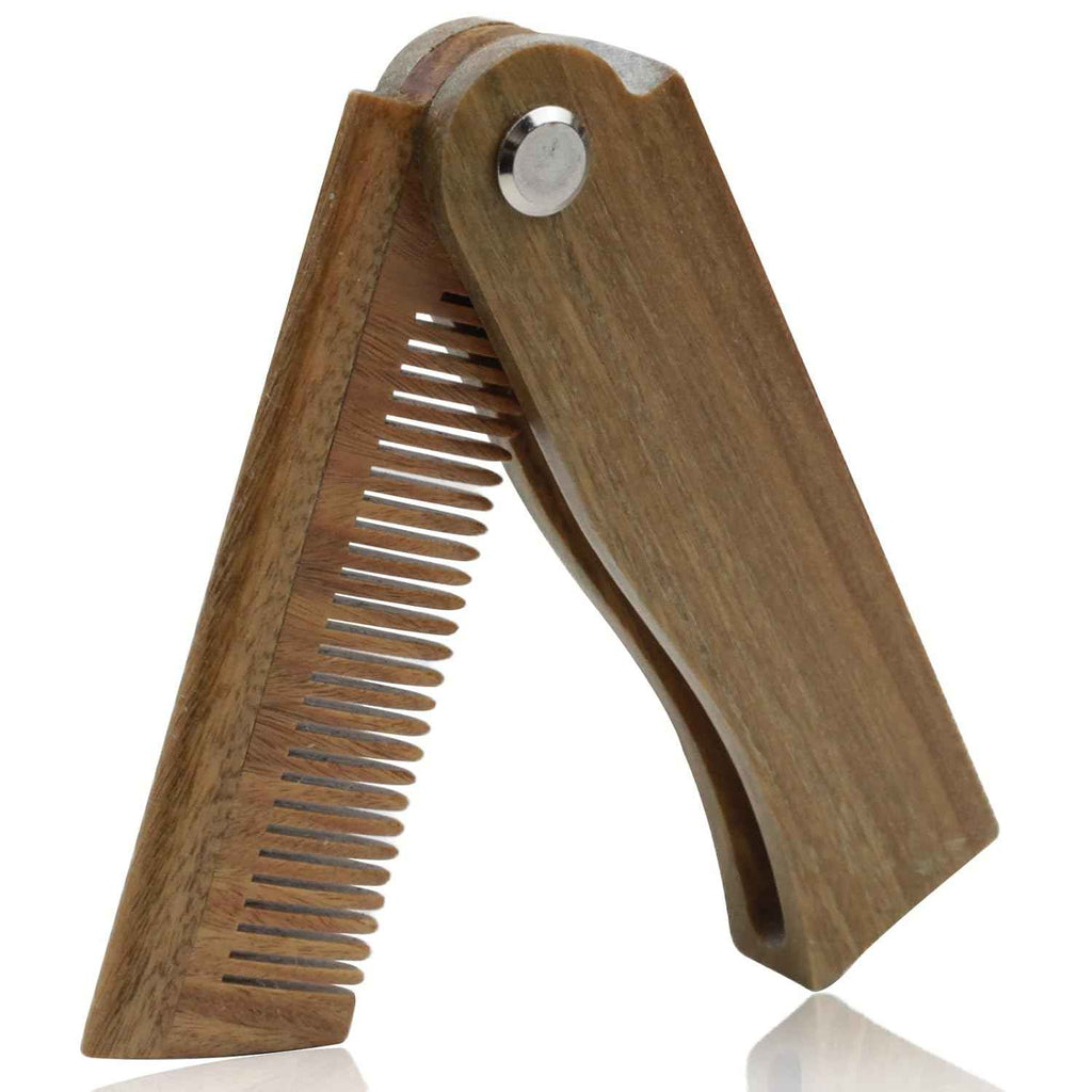 Folding Green Sandalwood Beard Comb