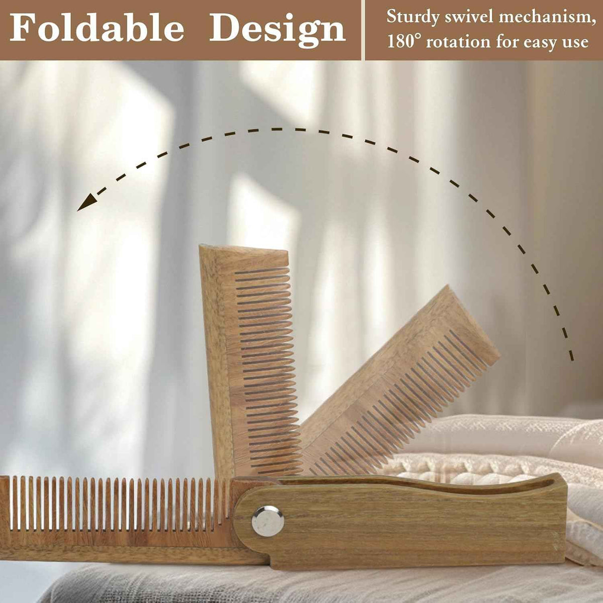Folding Green Sandalwood Beard Comb