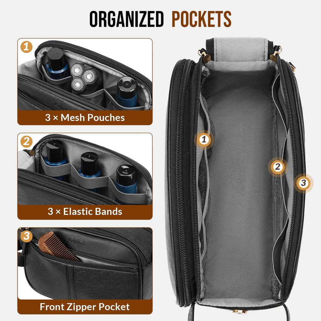 PU Leather Toiletry Bag for Men, Dark Brown