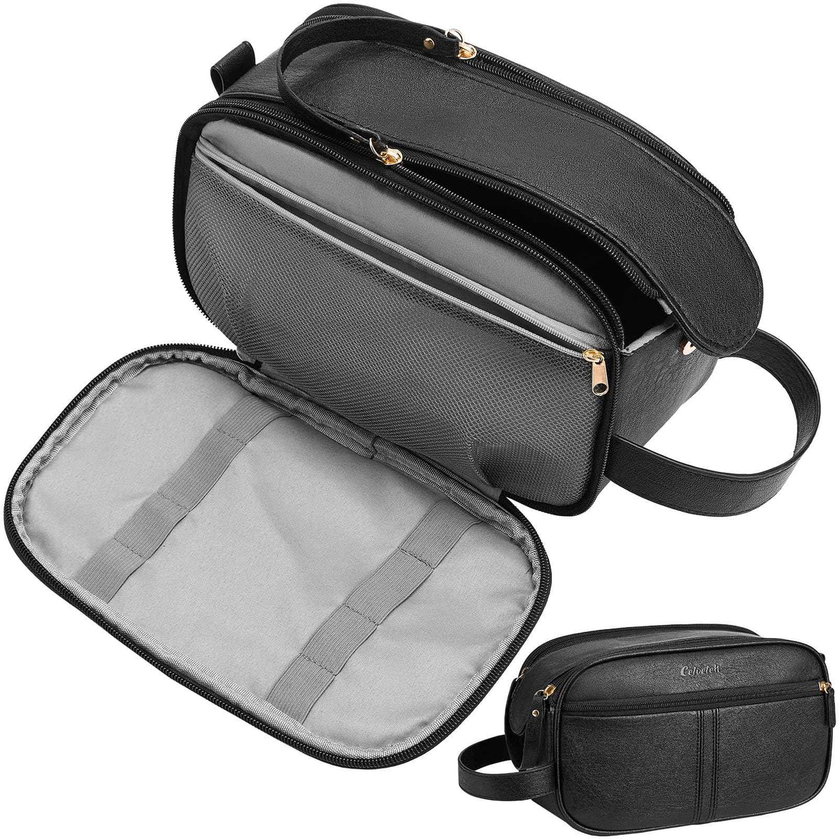 PU Leather Toiletry Bag for Men, Dark Brown