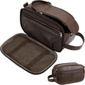 PU Leather Toiletry Bag for Men, Dark Brown