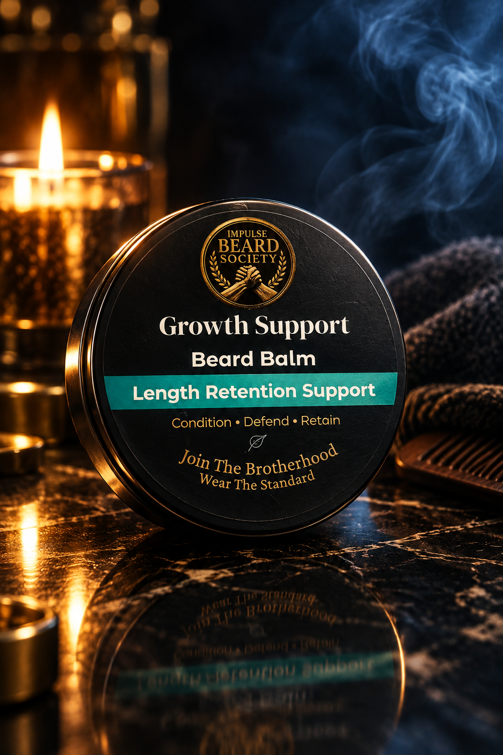 Growth Support Beard Balm by Impulse Beard Society – closed tin